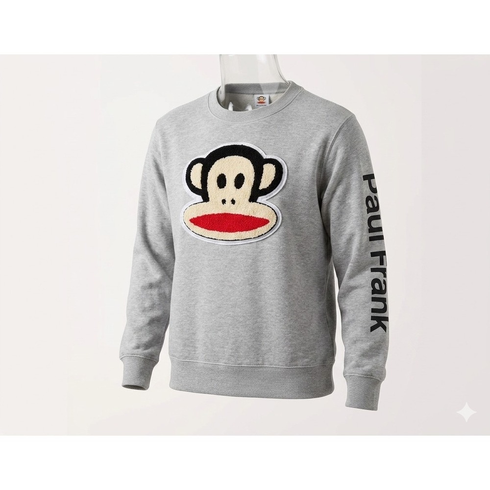 Paul Frank Vintage Kid's Gray Sock Monkey Long Sleeve Sweatshirt. Size Junior S